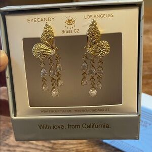 Eye Candy Gold Butterfly Drop Earrings